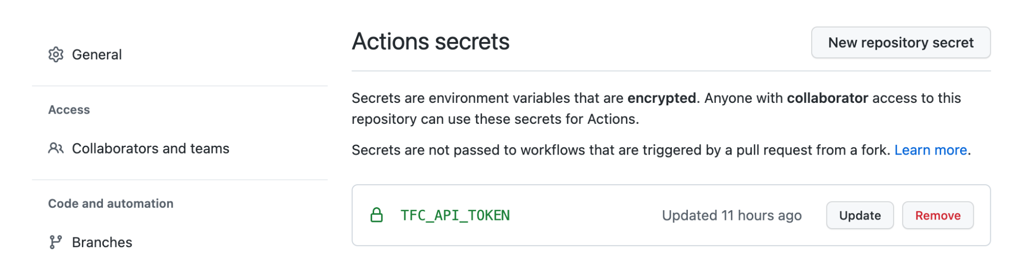 Create HCP Terraform API Token secrets in forked preview environment repository